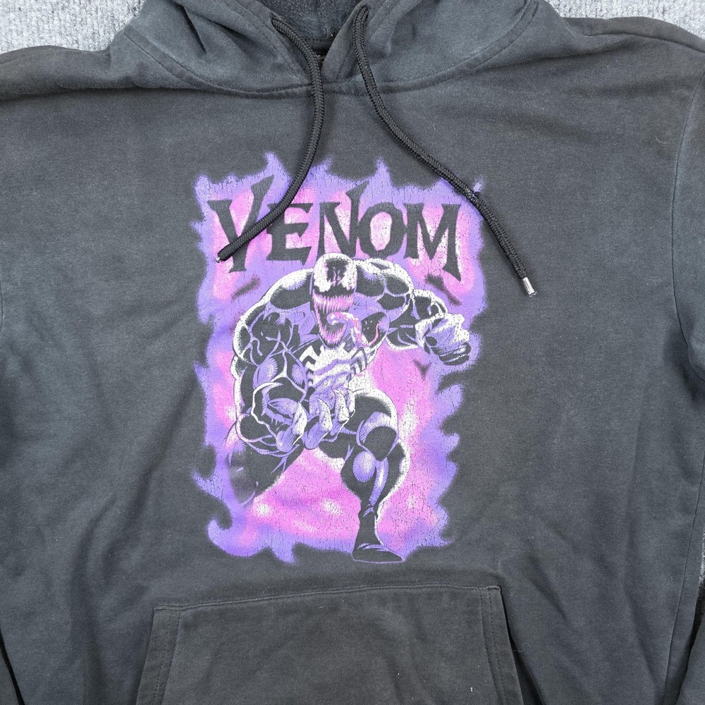 Marvel Venom Hoodie Mens Small Black Pullover Fleece Graphic Sweatshirt Comics - Picture 2 of 9